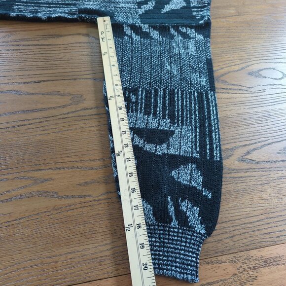 Vintage Zeppelin Sweater L Black Gray Abstract Geometric Knit Pullover 80s 90s - Picture 14 of 15